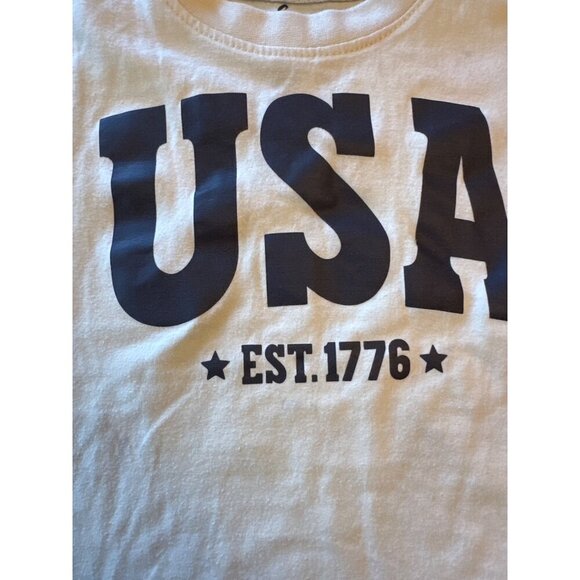 Toddler Tee By Made By Molly 2T Cotton Red & Blue Sleeves Patriotic Design - Picture 2 of 4